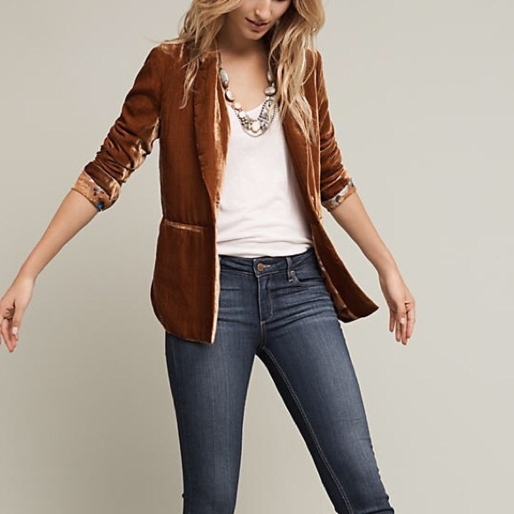 ISO: Anthro Cartonnier velvet copper blazer
